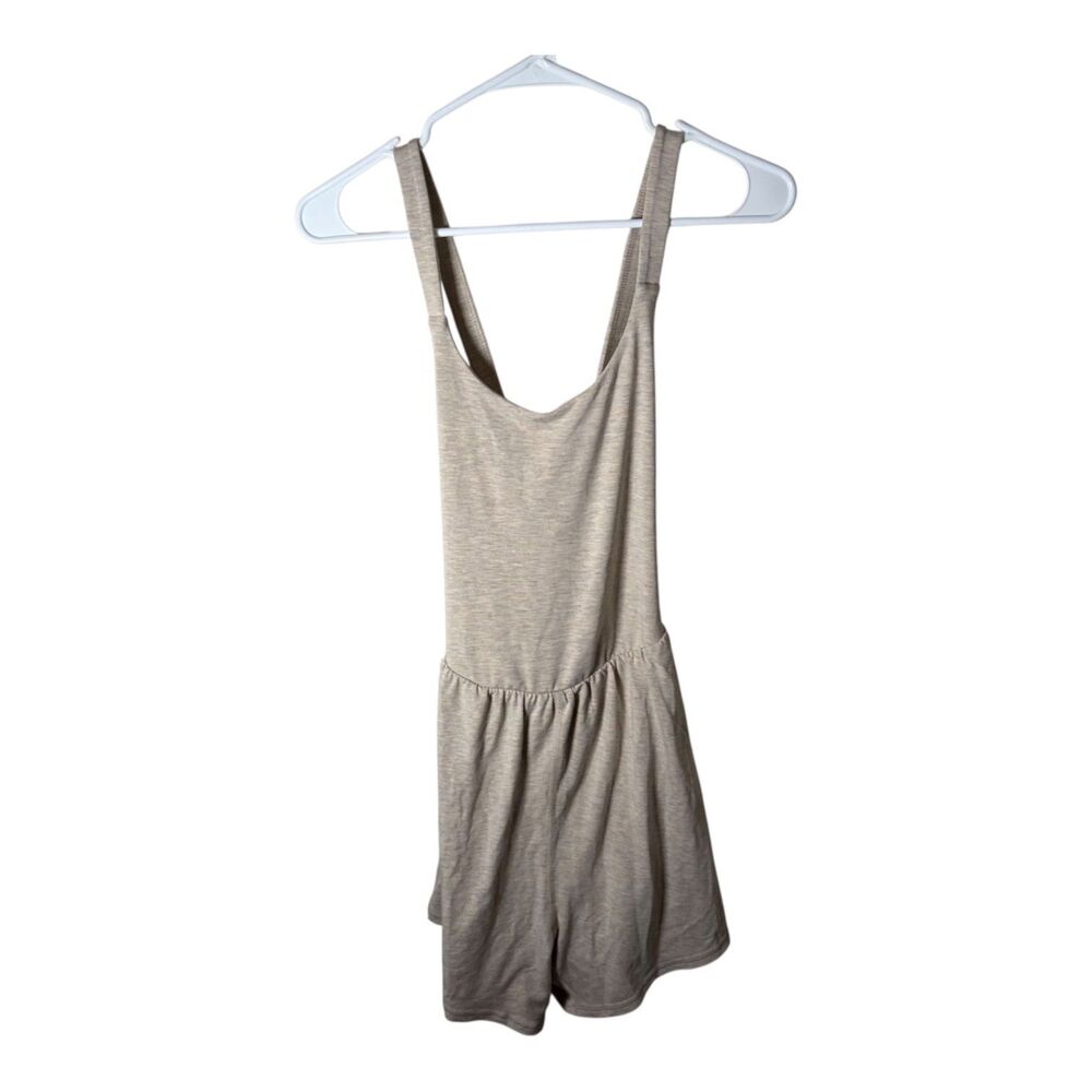 Imbodhi Romper Women's Medium Lined Athletic Beige Strappy Oatmeal Yoga